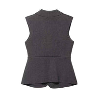 Greta | Smart Casual Sleeveless Blazer Grey Fitted Tailored