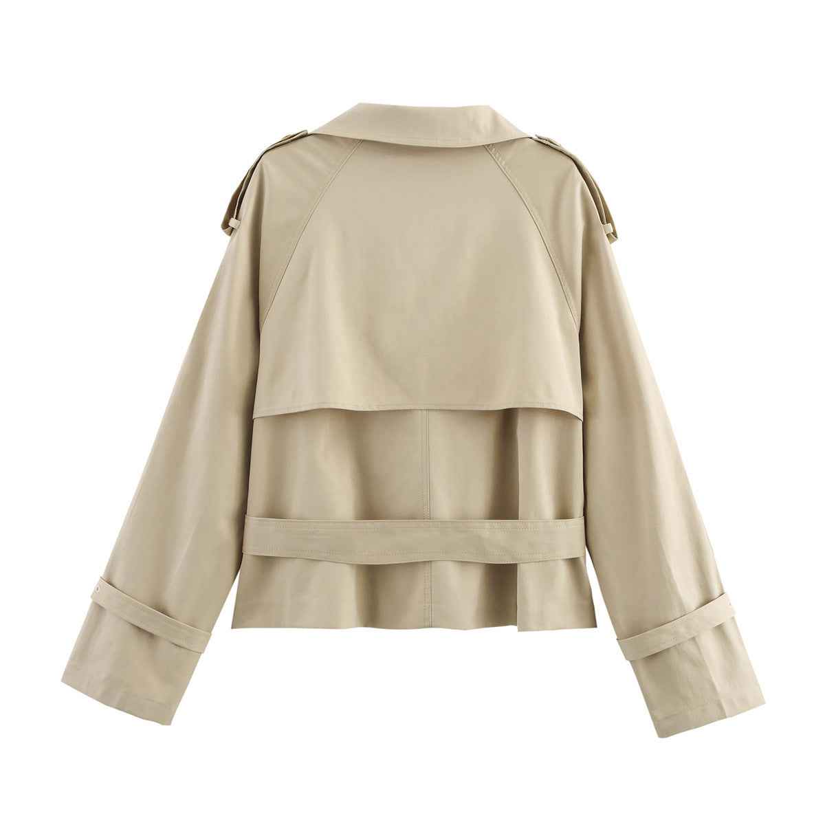 Zoe | Cropped Belted Trench Jacket Cream Double Breasted