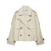 Celine | Elegant Cropped Blazer Jacket Black Double Breasted