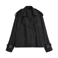 Greta | Elegant Black Double Breasted Blazer Cropped