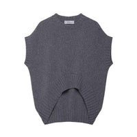 Edie | Knitted Vest Top Grey Sleeveless Oversized Ribbed