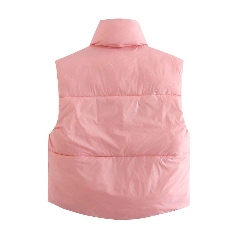 Kira | Quilted Puffer Vest Pink Sleeveless Reversible Padded Gilet