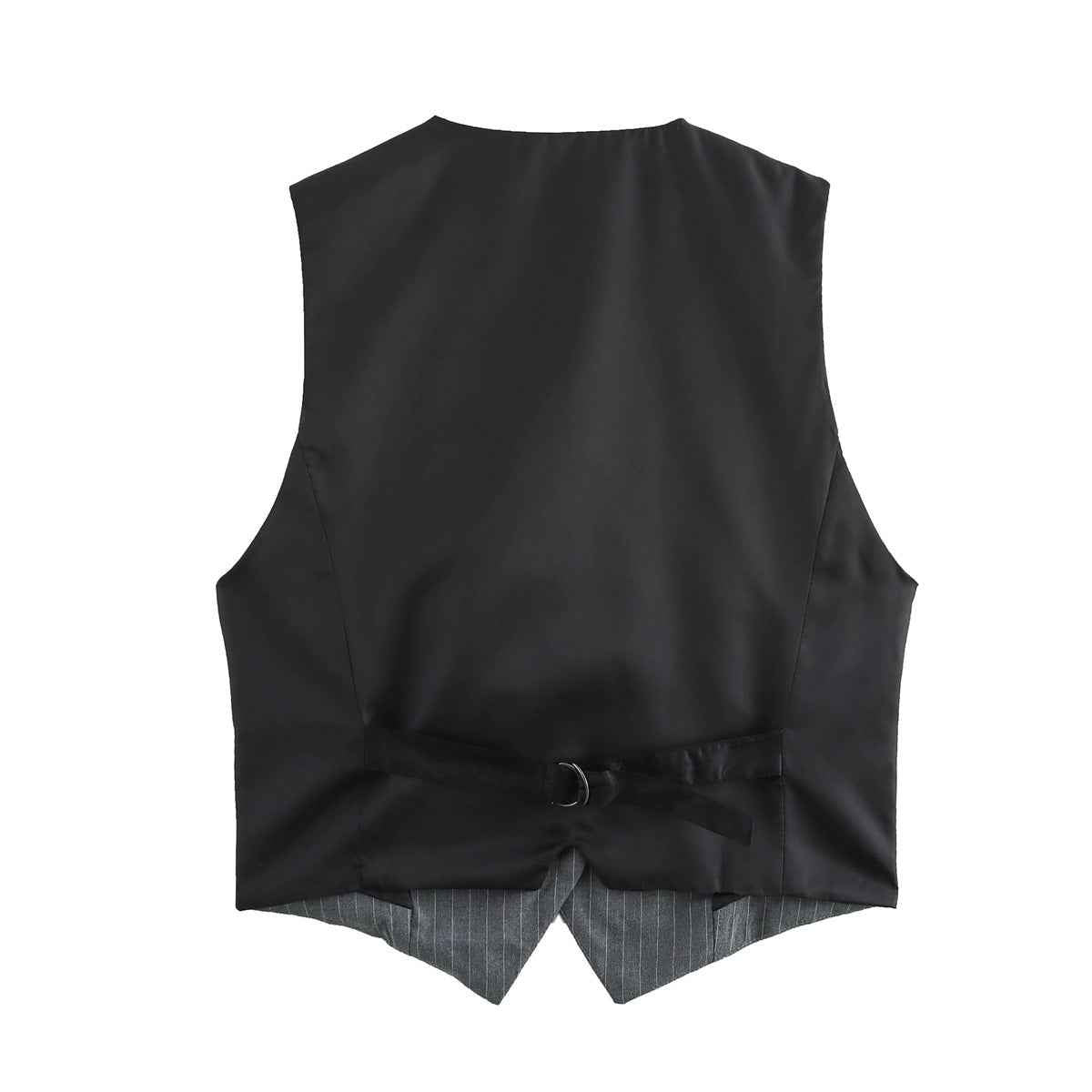 Lyra | Smart Casual Tailored Blazer Grey Pinstripe Sleeveless Fitted