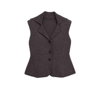 Stella | Smart Casual Sleeveless Blazer Brown Tailored Peplum