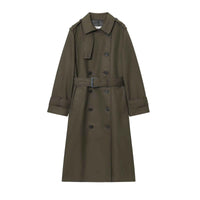 Kira | Elegant Double Breasted Trench Coat Cream Belted Long