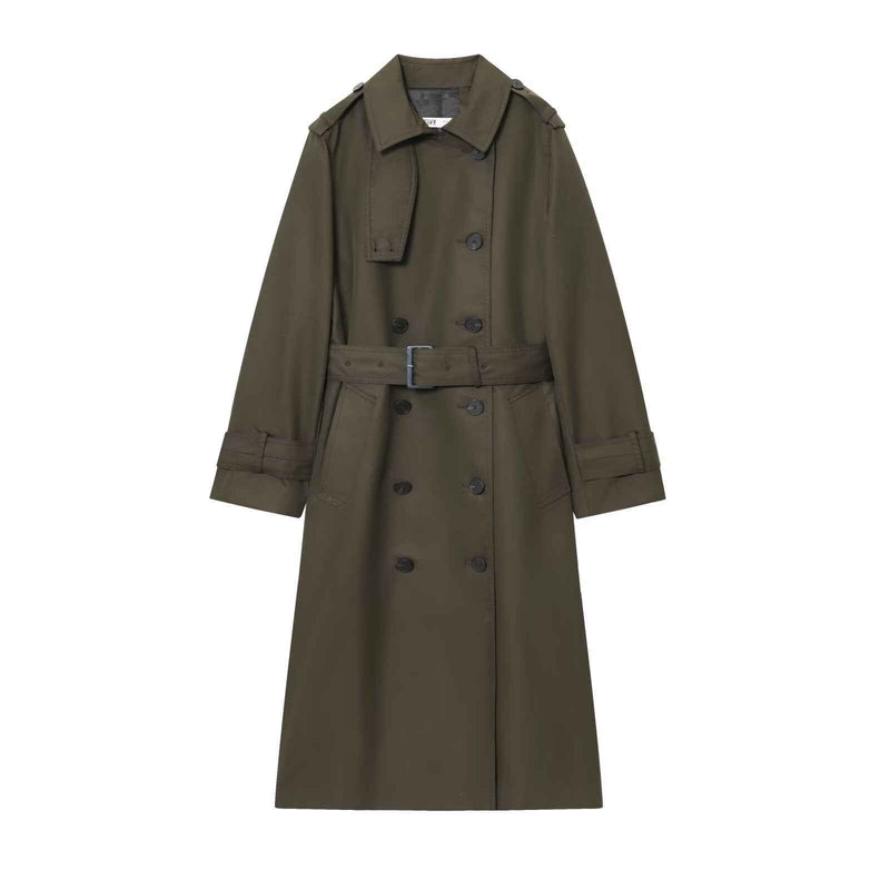 Kira | Elegant Double Breasted Trench Coat Cream Belted Long