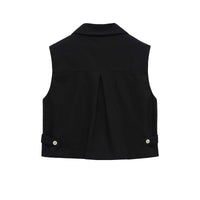 Elodie | Sleeveless Blazer Black Cropped Tailored Utility Pockets