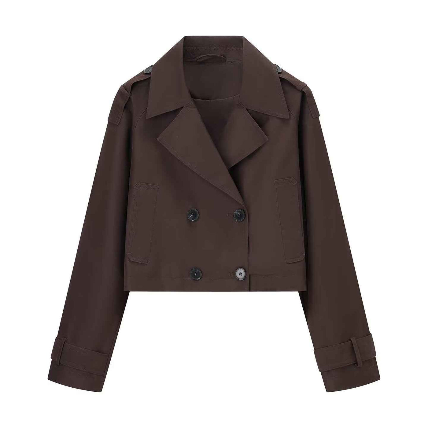 Thea | Smart Casual Double Breasted Cropped Trench Jacket Beige
