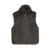 Ember | Faux Fur Gilet Brown Sleeveless Fluffy High Neck