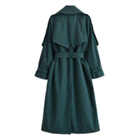 Luisa | Elegant Double Breasted Trench Coat Green Long