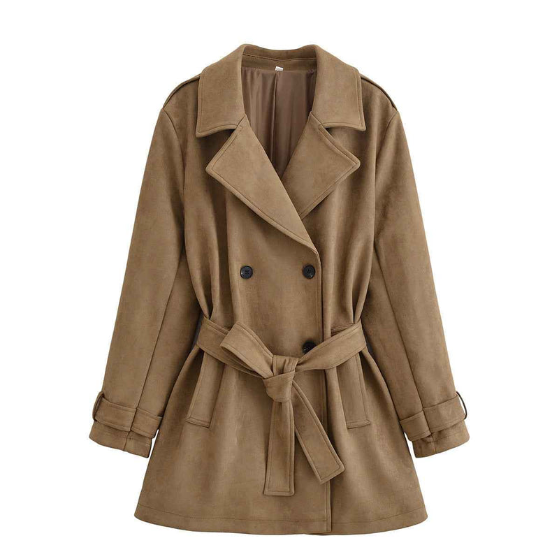 Isla | Elegant Belted Trench Coat Beige Long