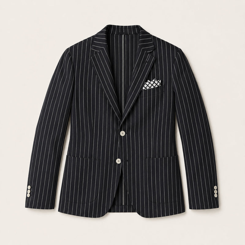 Zane | Striped Lightweight Cotton Linen Blend Blazer