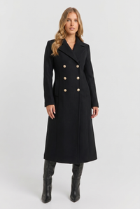 Beatrix Double-Breasted Wool-Blend Coat Black - Front