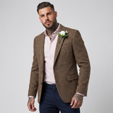 Cuthbert | Men's Tweed Blazer Herringbone Brown
