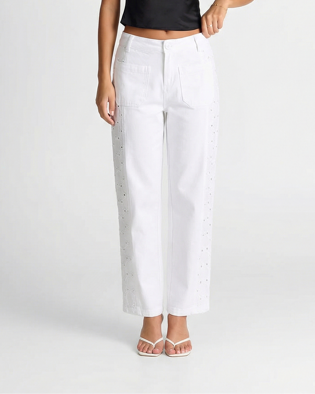 Natalia | white wide leg jeans