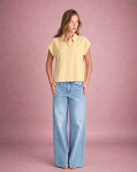 Ada | Flutter Sleeve Pointed Collar Shirt & Wide-Leg Trousers Co-ord Set