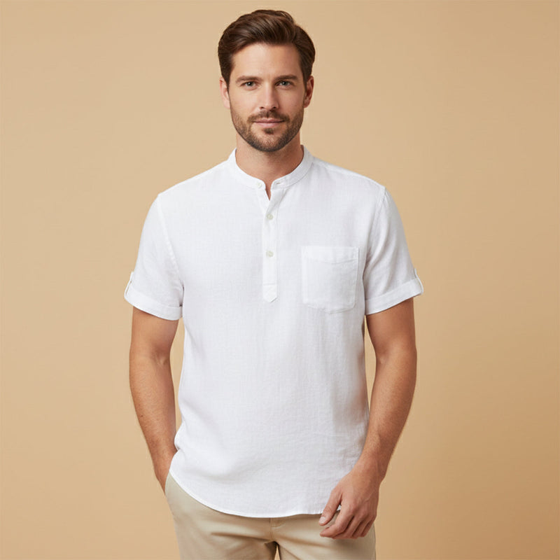 Calvin Henley Linen Shirt detail